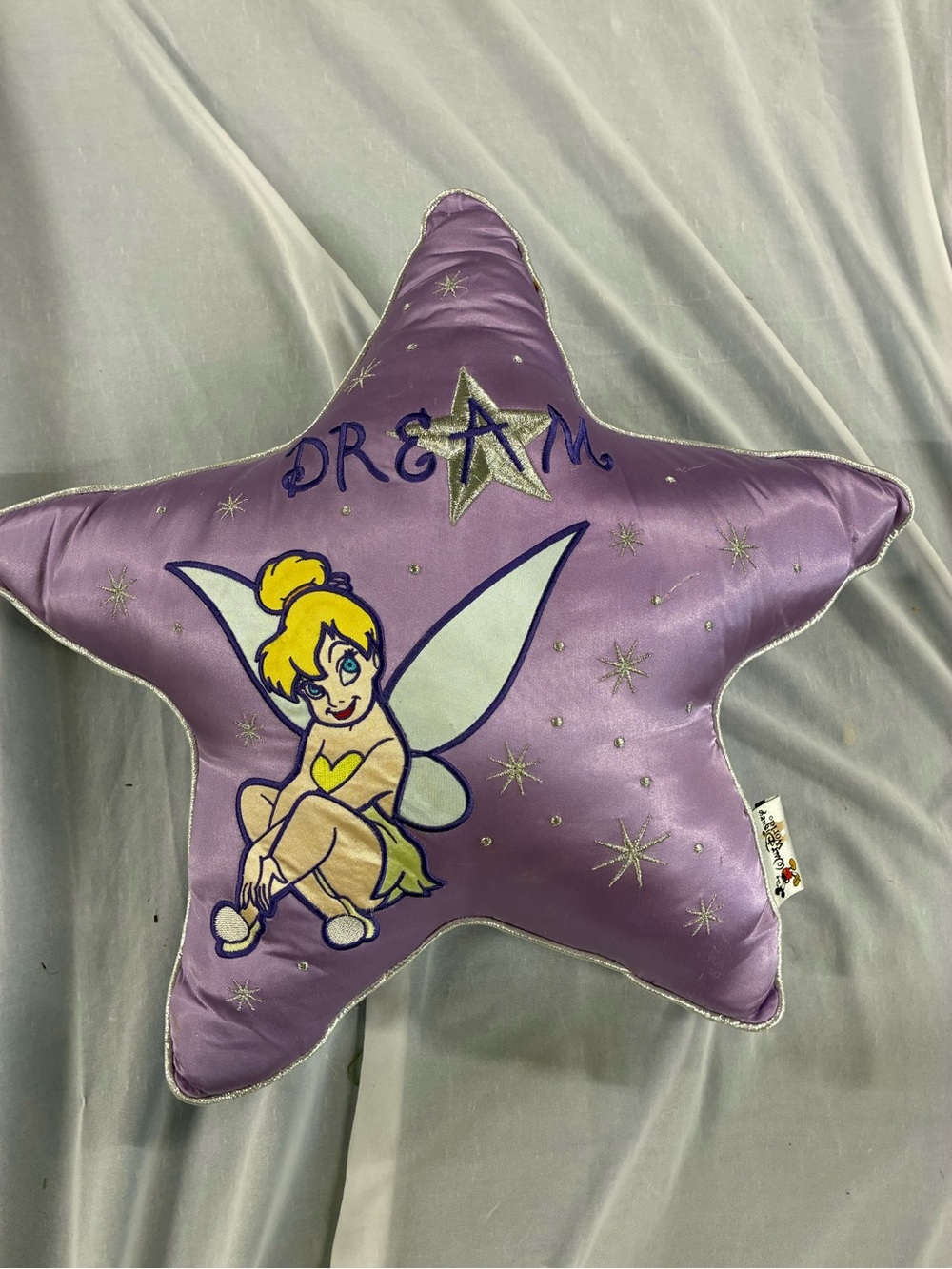 Walt Disney World Tinker Bell Dream Star Satin Pillow Purple 17"x16"  Marks